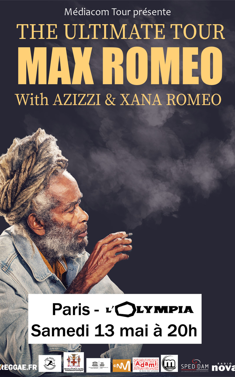 Max Romeo en concert de reggae à l'olympia le 13 mai 2023